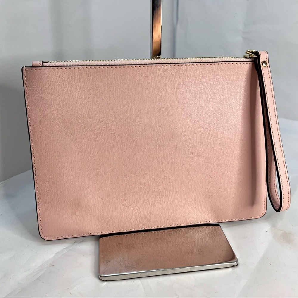 Michael Kors Zip Clutch XL Wristlet -Leather Blush Pink - Picture 2 of 7